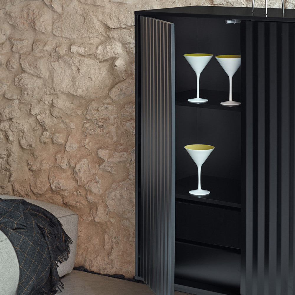 Sierra - Buffet Haut - Bois 2 Portes 2 Tiroirs - Noir