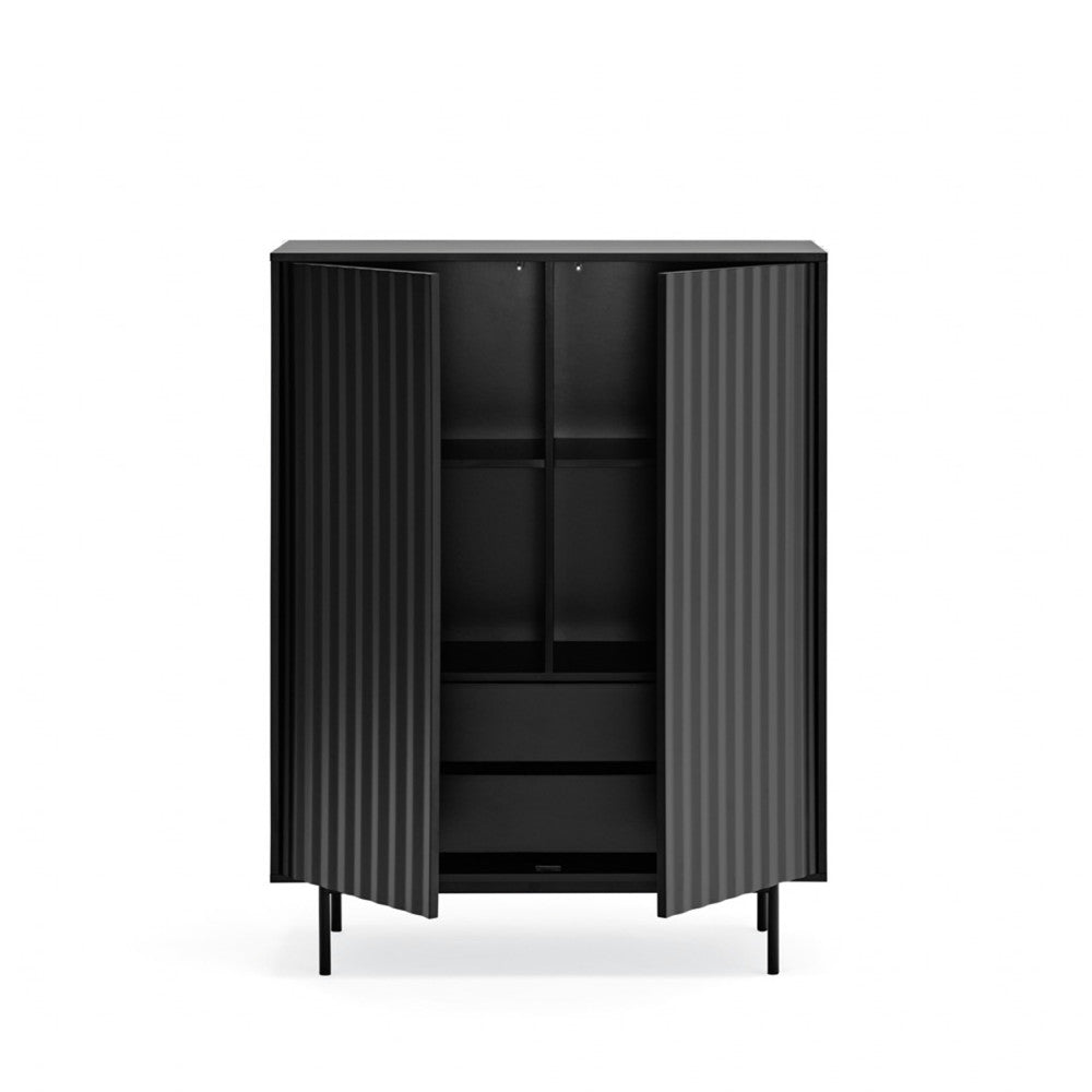 Sierra - Buffet Haut - Bois 2 Portes 2 Tiroirs - Noir