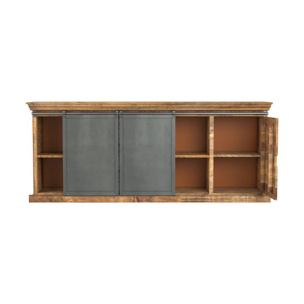 Tabuk - Grand Buffet En Bois De Manguier Massif Et Métal
