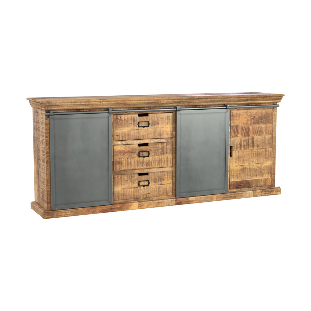 Tabuk - Grand Buffet En Bois De Manguier Massif Et Métal