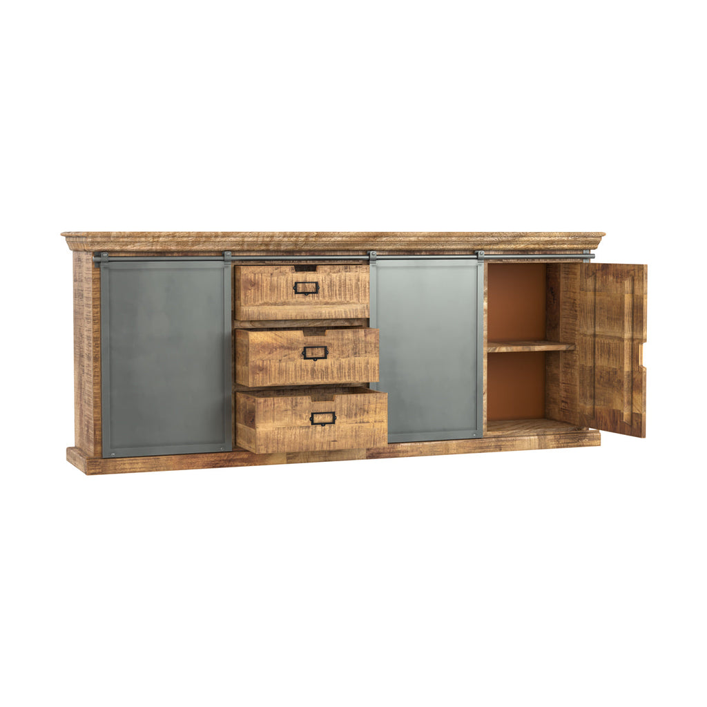 Tabuk - Grand Buffet En Bois De Manguier Massif Et Métal