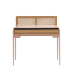 Lilou - Escritorio infantil con 1 cajón - Madera y rejillado - Rosa