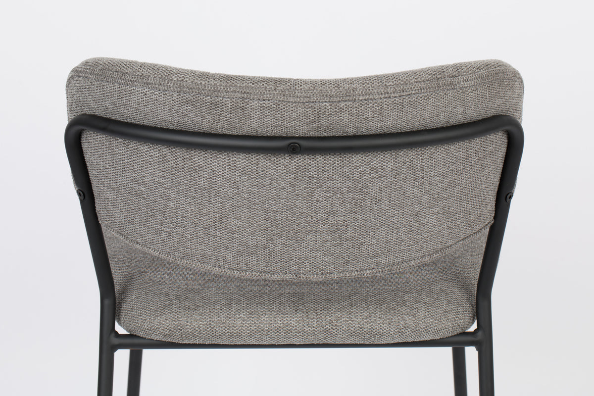 Jolien - Tabouret de comptoir - Tissu - Noir/Gris