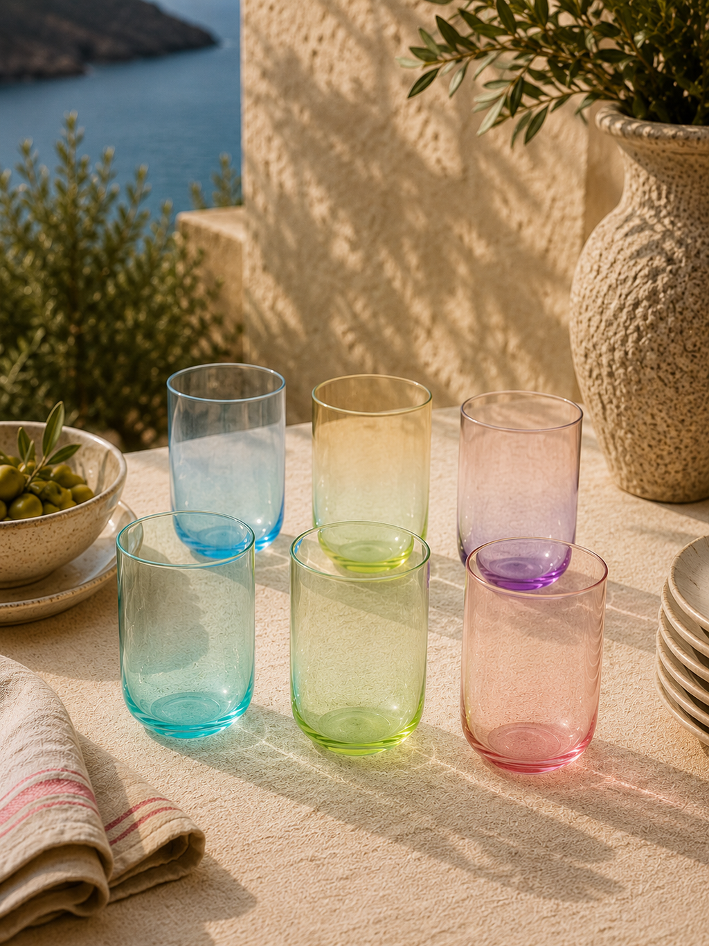 Rainbow - Set De 6 Verres À Eau - Verre - Multicolore