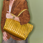 Marny Cobra Mimosa and Suede tote bag