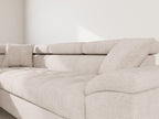 Camille - 5-Seater Corner Sofa Bed With Headrests And Storage - Textured Velvet - Beige