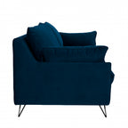 Lunery - Canapé 4 Places Convertible - Velours - Bleu nuit