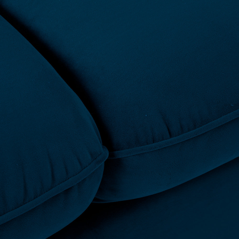 Lunery - Canapé 4 Places Convertible - Velours - Bleu nuit