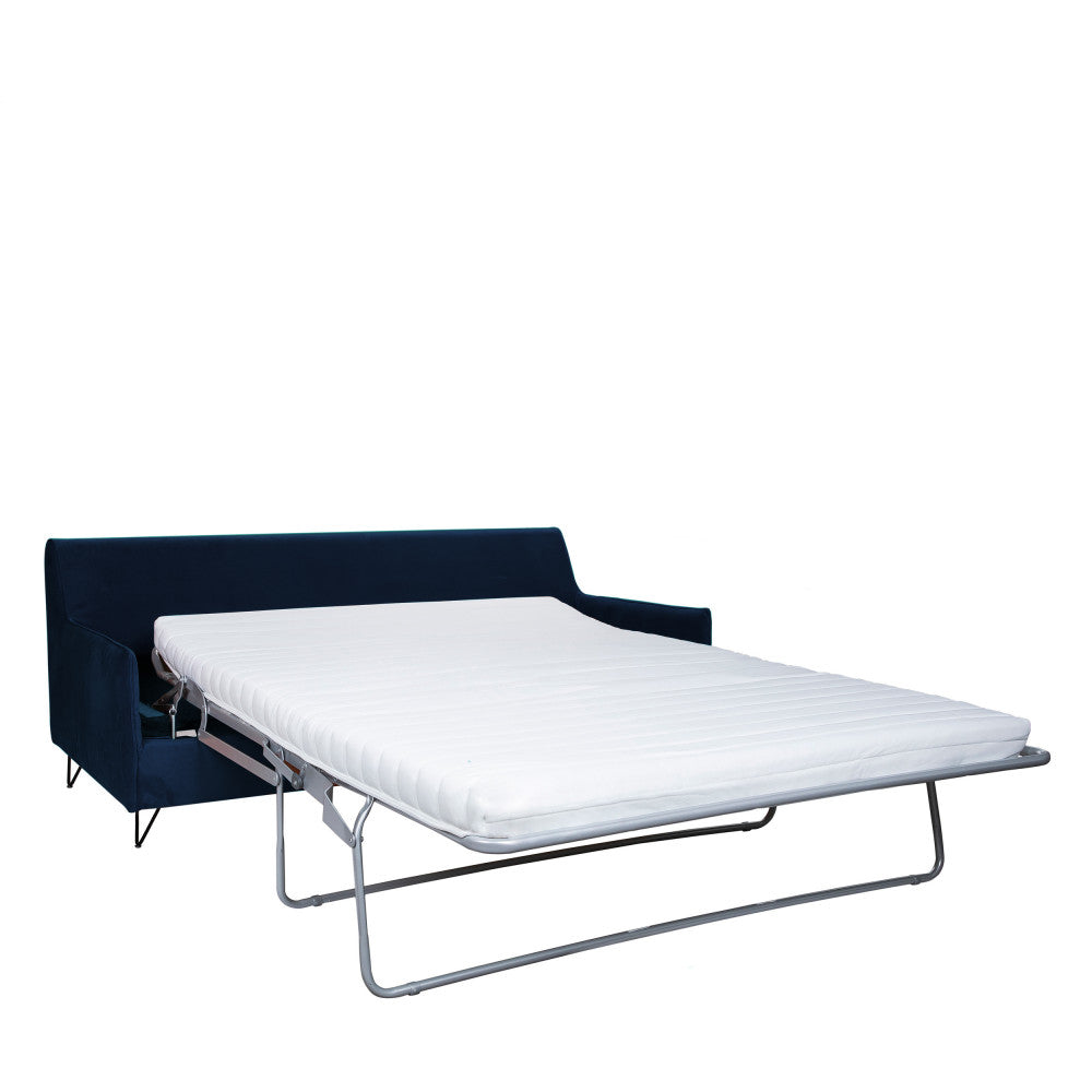 Lunery - Canapé 4 Places Convertible - Velours - Bleu nuit