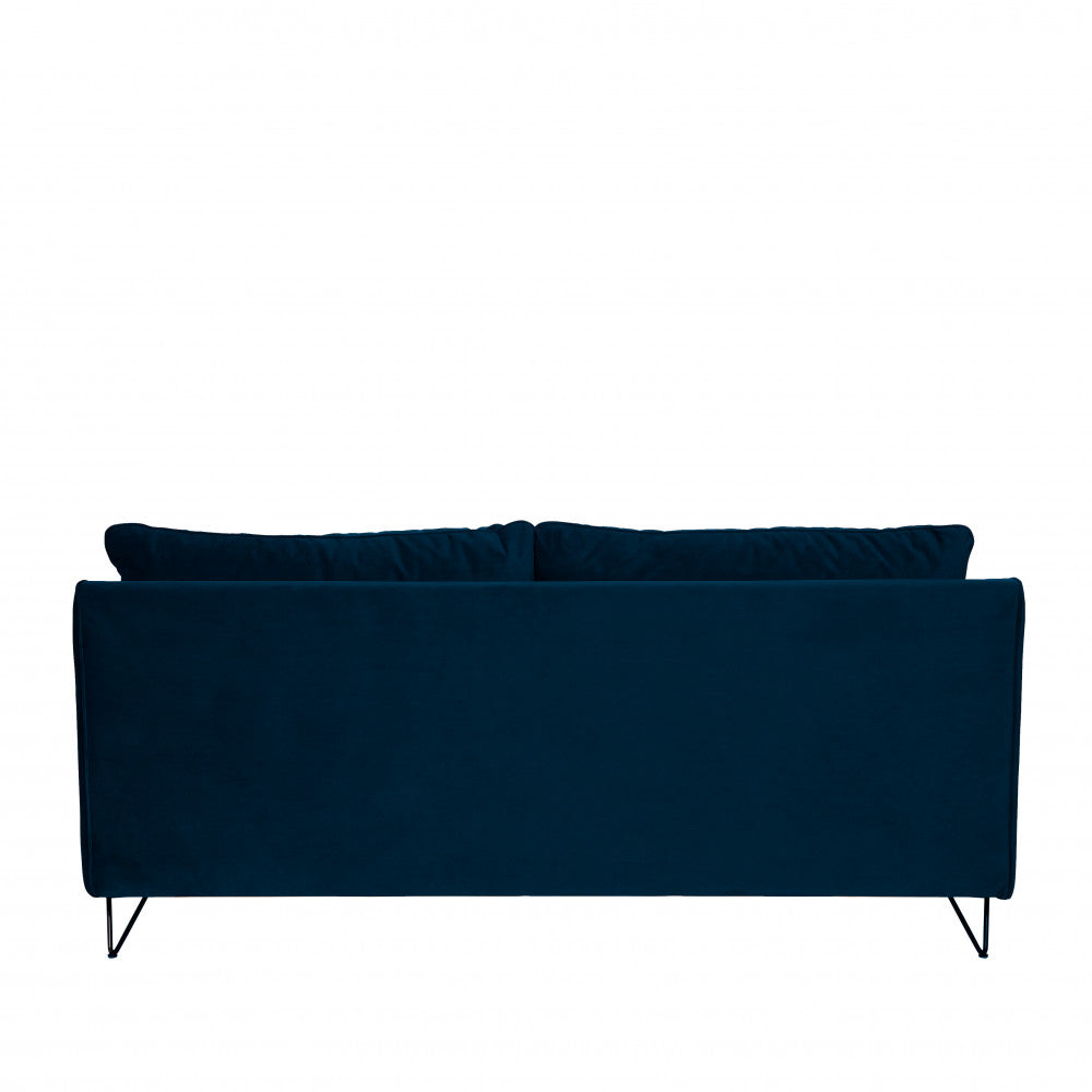 Lunery - Canapé 4 Places Convertible - Velours - Bleu nuit