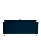 Lunery - Canapé 4 Places Convertible - Velours - Bleu nuit