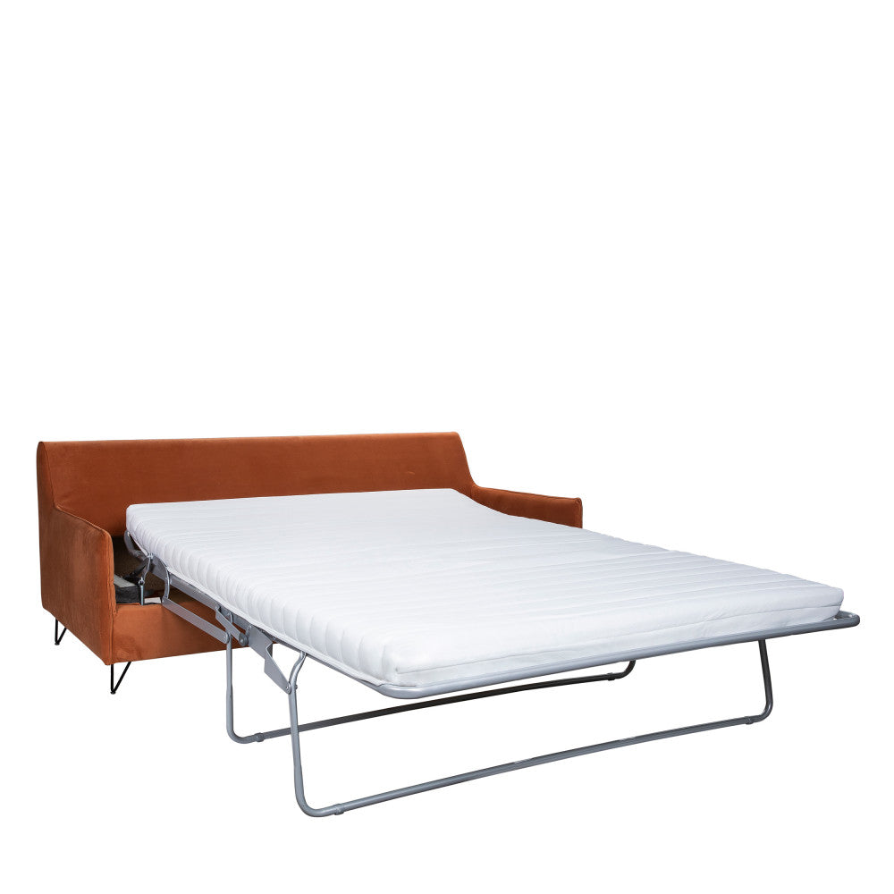 Lunery - Sofá cama de 4 plazas - Terciopelo - Óxido