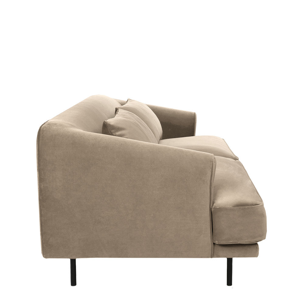 Winsen - Sofá de 4 plazas con patas rectas - Terciopelo - Beige