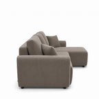 Jul - Sofá esquinero convertible reversible de 4 plazas - Pana - Topo