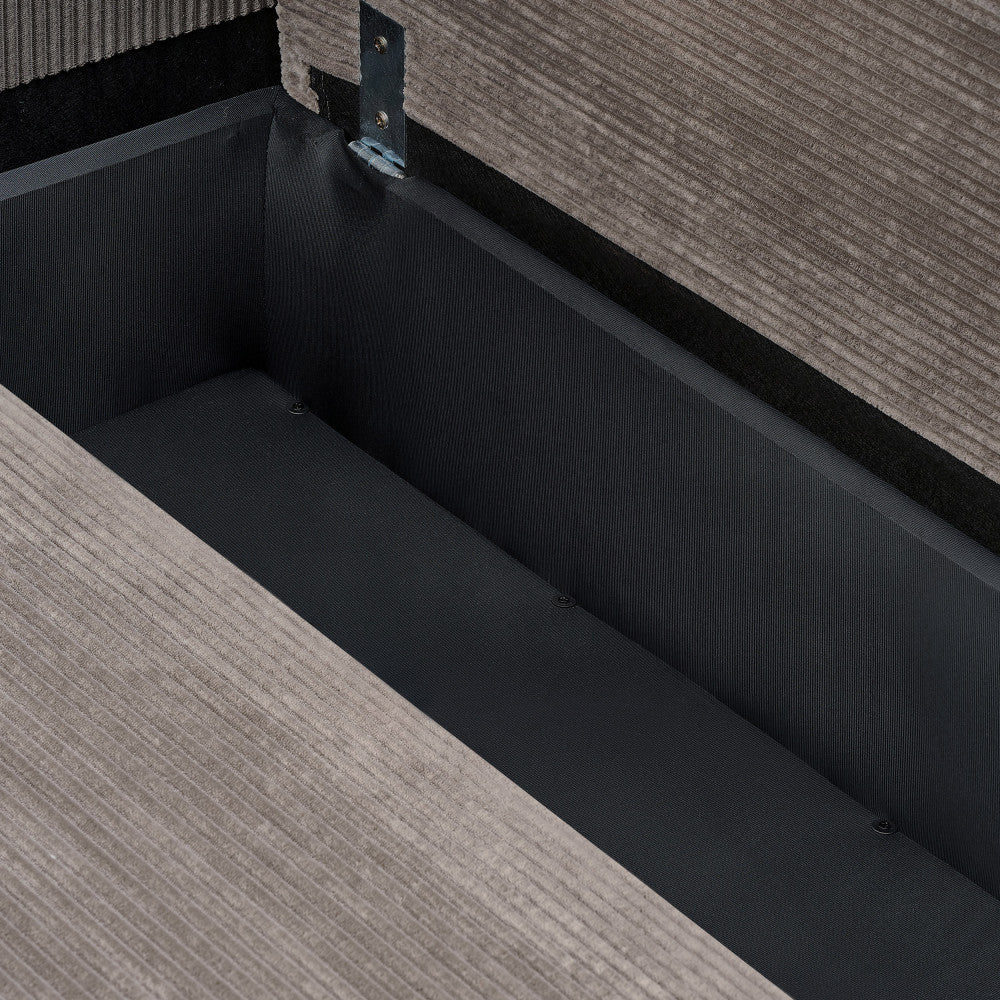 Jul - Sofá esquinero convertible reversible de 4 plazas - Pana - Topo