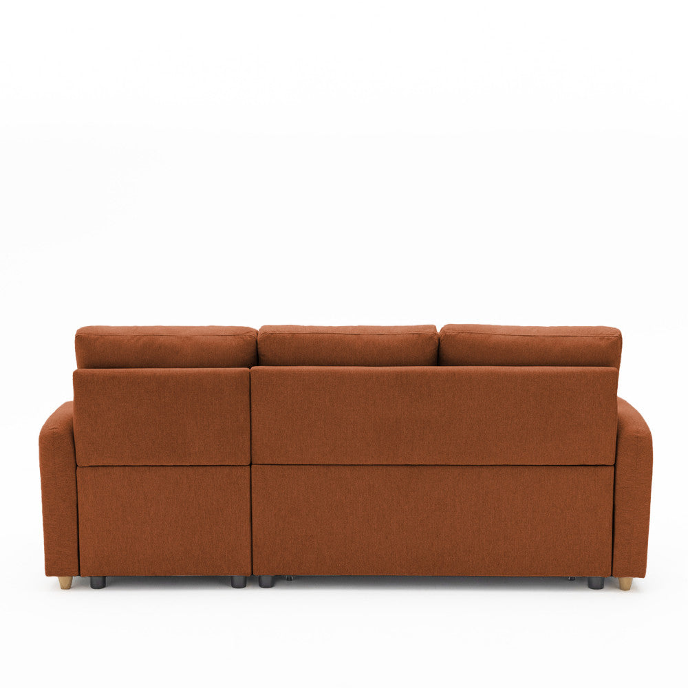 Matera - Canapé D'angle Réversible Convertible 3 Places Avec Coffre - Tissu - Rouille chiné