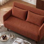 Belushi - Sofá cama de 2 plazas - Pana, patas de madera oscura - Terracota