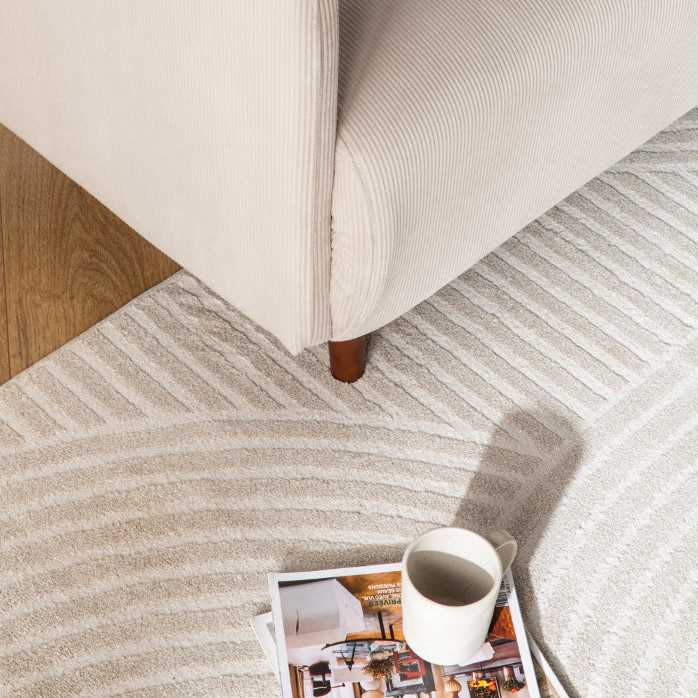 Belushi - Sofá cama de 2 plazas - Pana, patas de madera oscura - Beige
