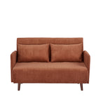 Belushi - Sofá cama de 2 plazas - Pana, patas de madera oscura - Terracota