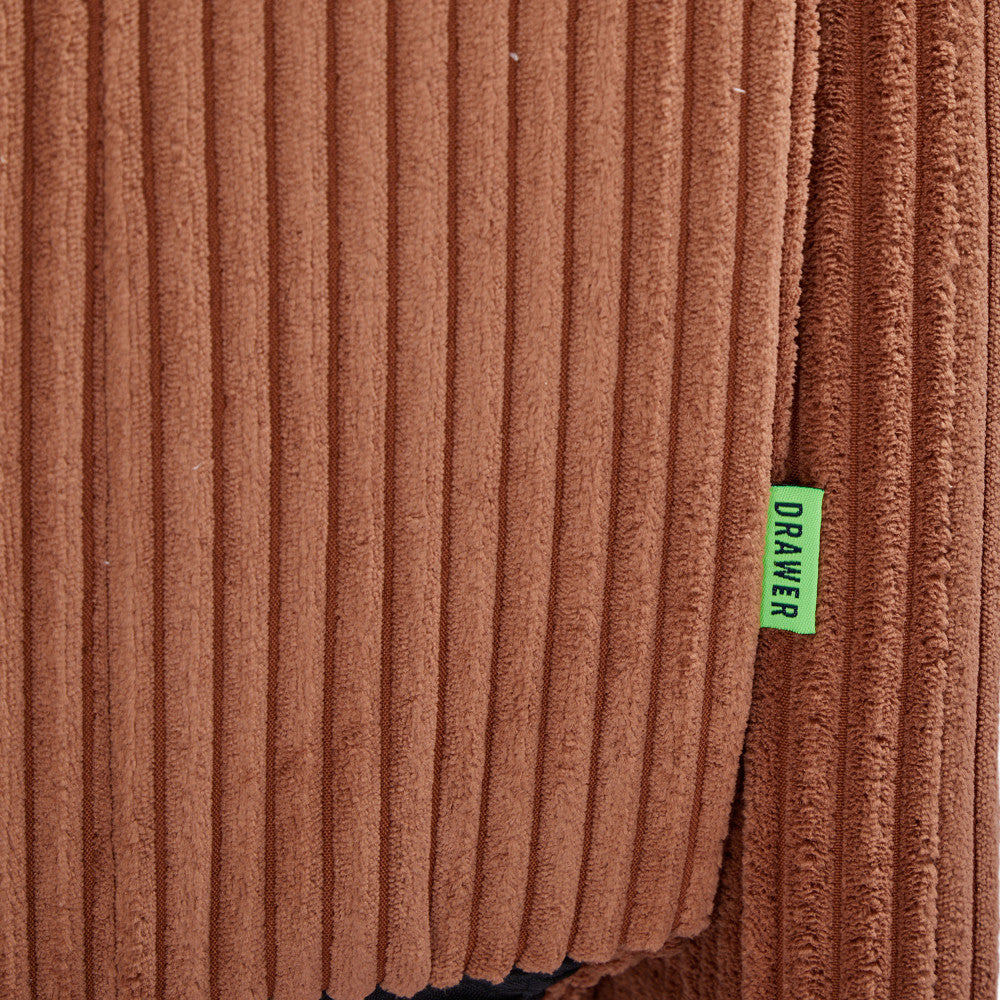 Belushi - Sofá cama de 2 plazas - Pana, patas de madera oscura - Terracota