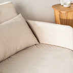 Belushi - Sofá cama de 2 plazas - Pana, patas de madera oscura - Beige