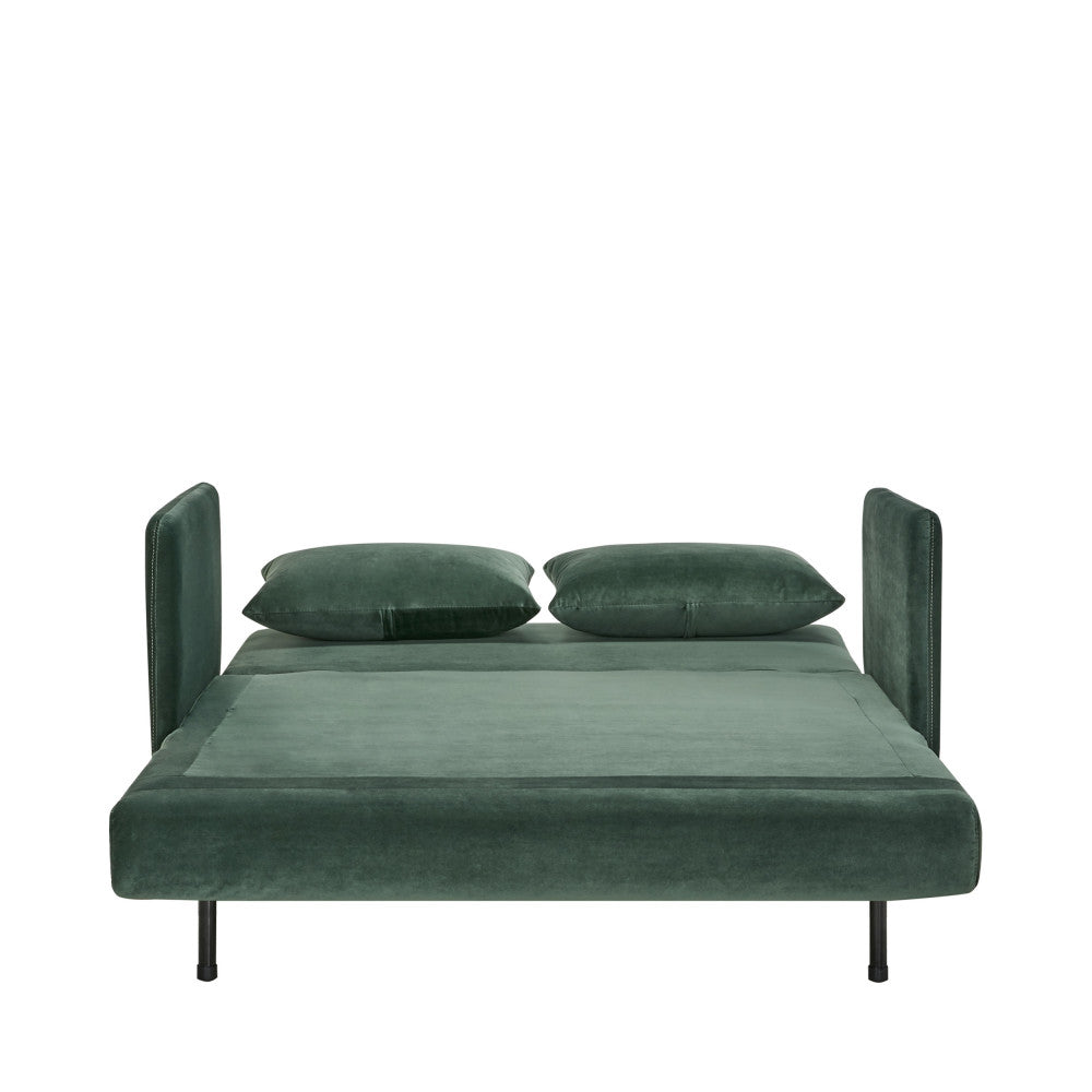 Belushi - Sofá cama de 2 plazas - Terciopelo - Verde bosque