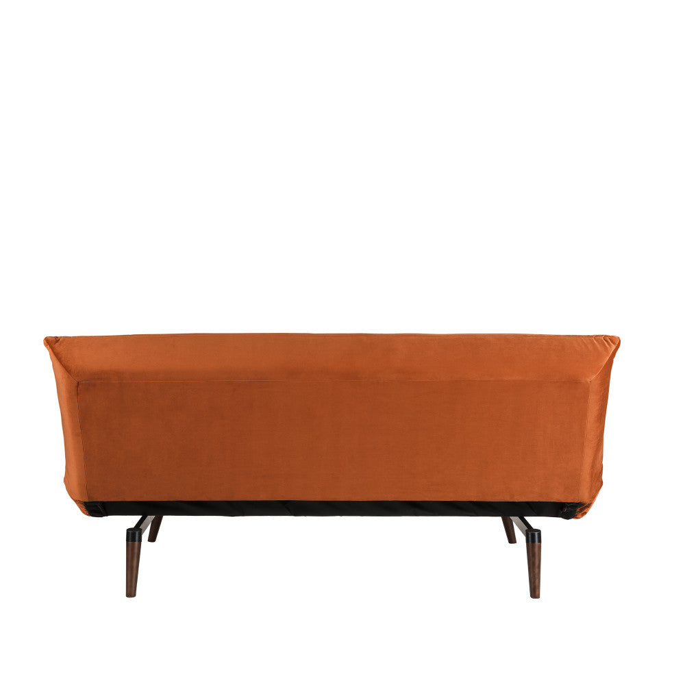 Tommy - Canapé Convertible 3 Places - Velours - Rouille
