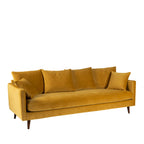 Villabon - Sofá cama de 4 plazas - Terciopelo, patas de madera oscura - Amarillo mostaza