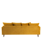 Villabon - Sofá cama de 4 plazas - Terciopelo, patas de madera oscura - Amarillo mostaza