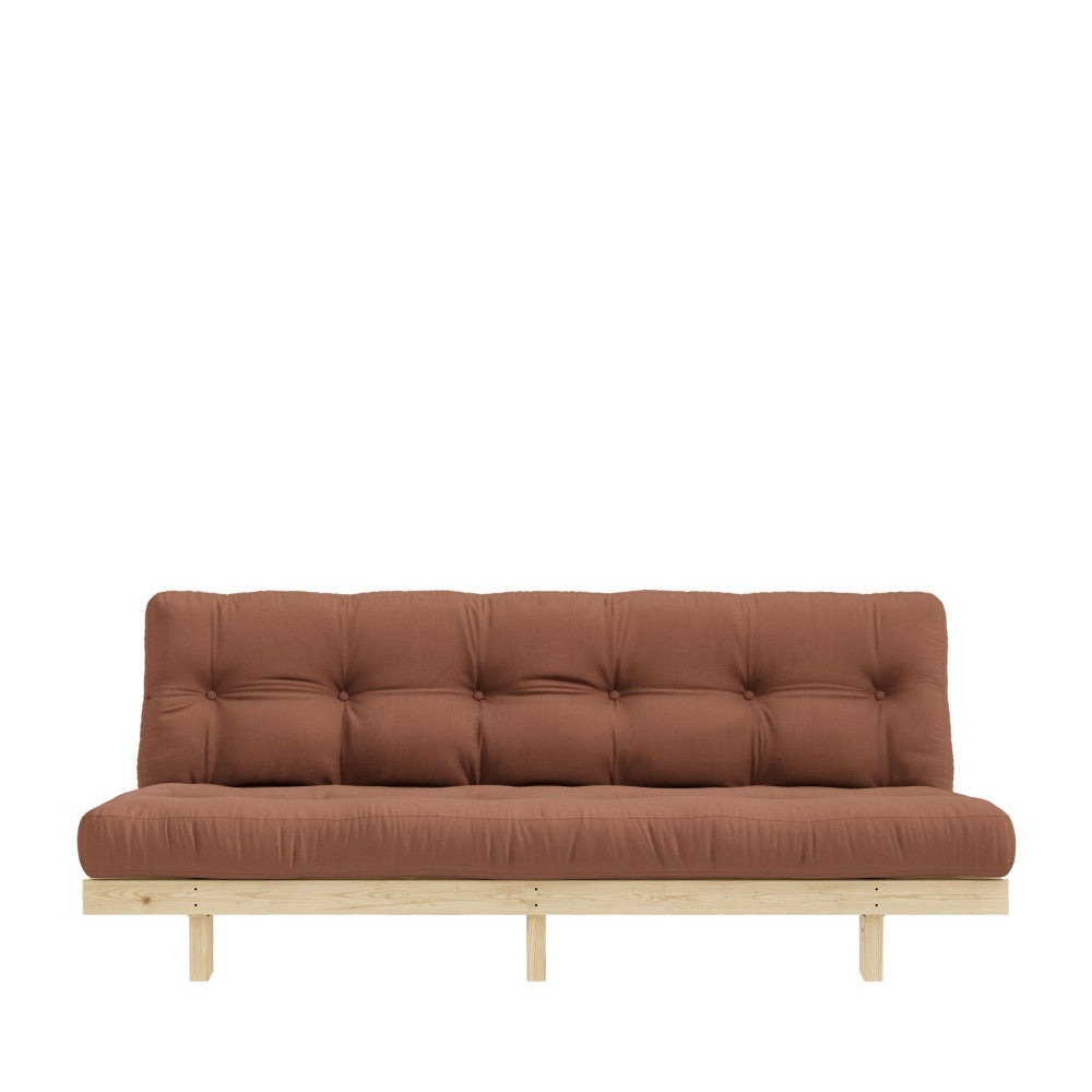 Lean - Sofá cama - Madera natural y tela - Marrón arcilla