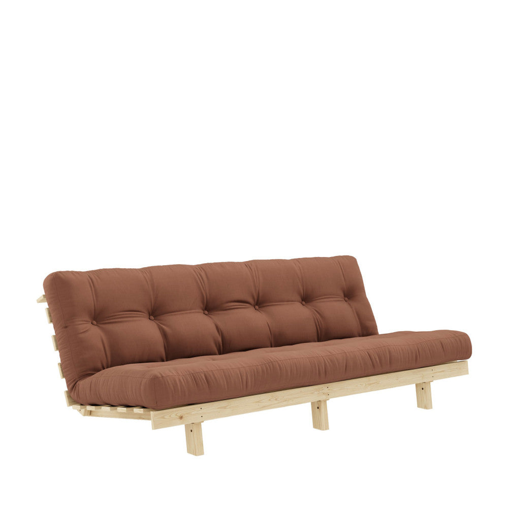 Lean - Sofá cama - Madera natural y tela - Marrón arcilla