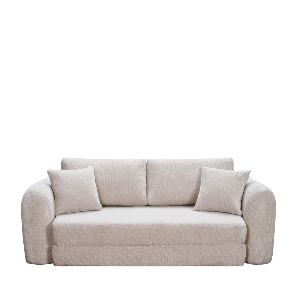 Lou - Divano Letto Compresso 3 Posti - Tessuto - Beige