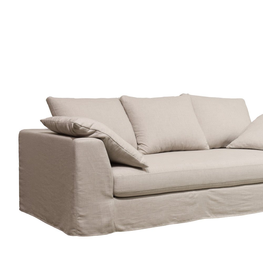 Amany - Canapé Convertible 3 Places Entièrement Déhoussable - Tissu - Naturel