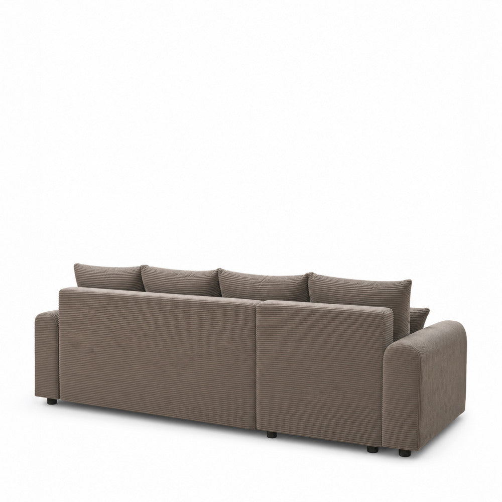 Pol - Sofá esquinero cama reversible de 4 plazas - Pana - Topo