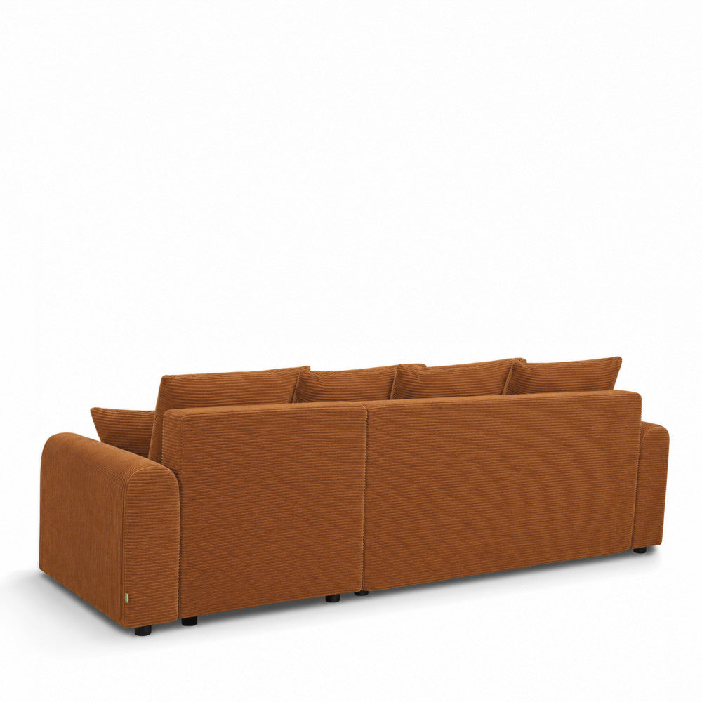 Pol - Sofá esquinero convertible reversible de 4 plazas - Pana - Óxido