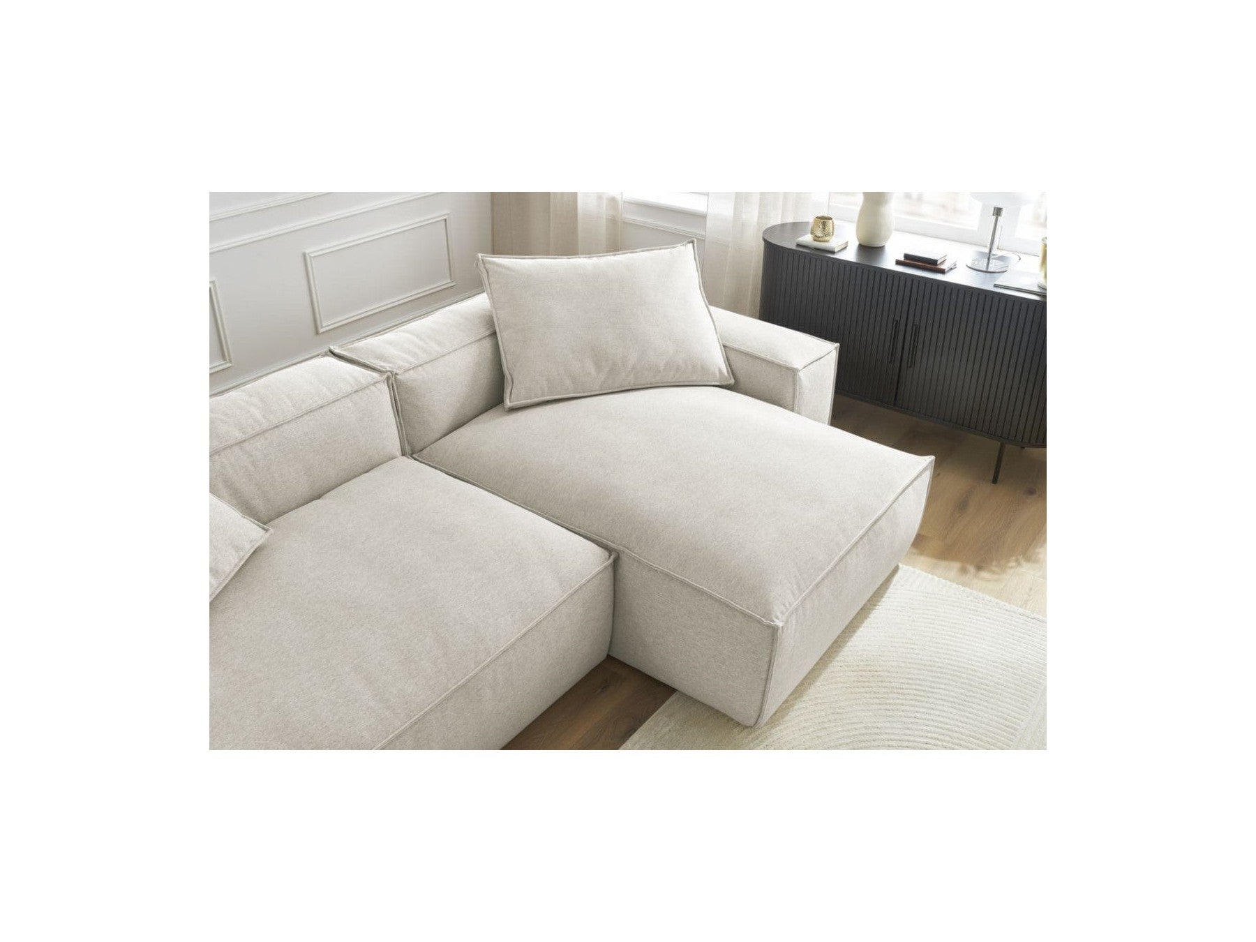 Sofá esquinero reversible Boheme de tejido jaspeado