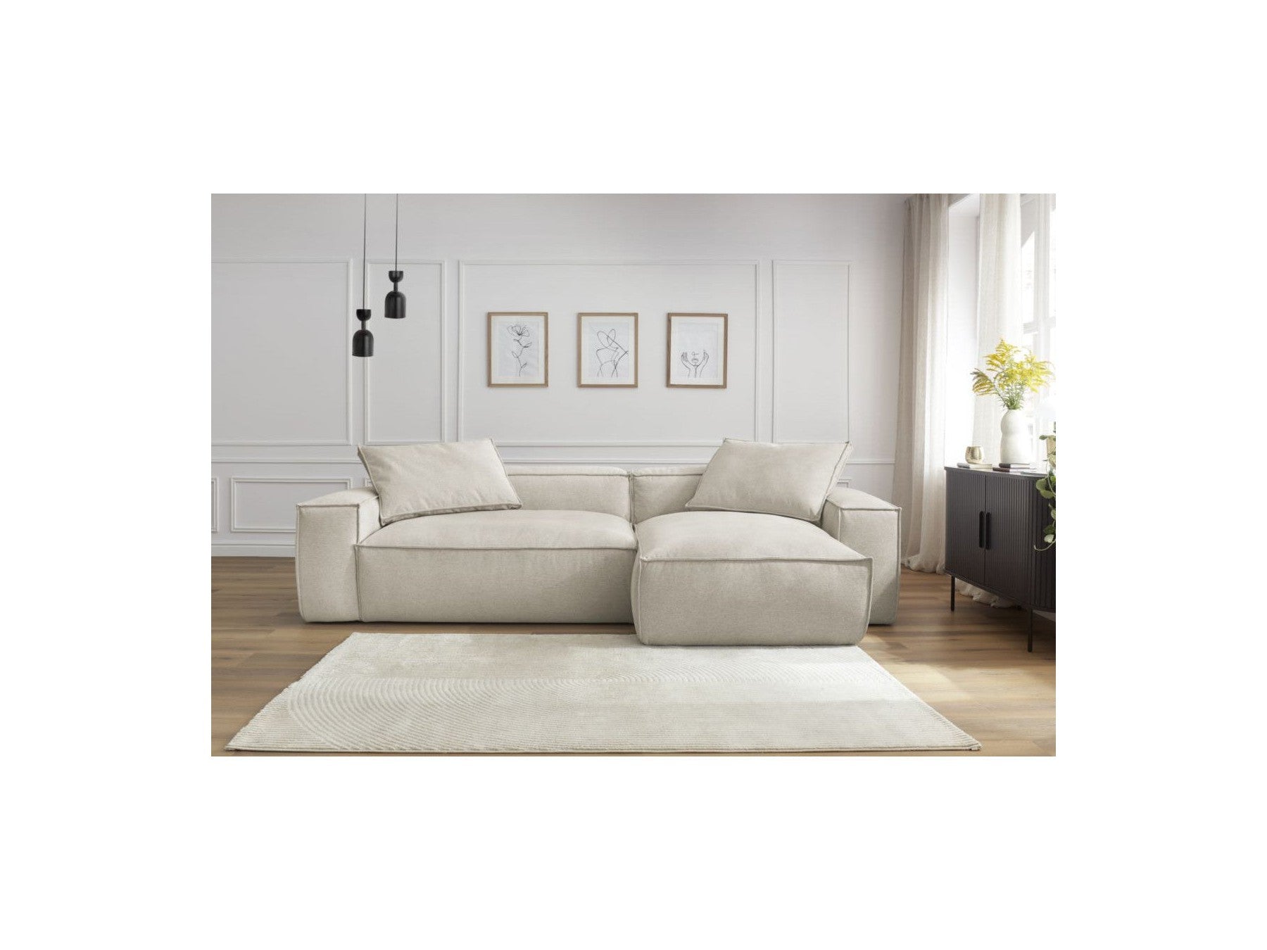 Sofá esquinero reversible Boheme de tejido jaspeado