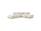 Jeanne - Fixed Modular Corner Sofa - Velvet Fabric with 2 Armless Chairs, 1 Corner Unit and 2 Pouffes