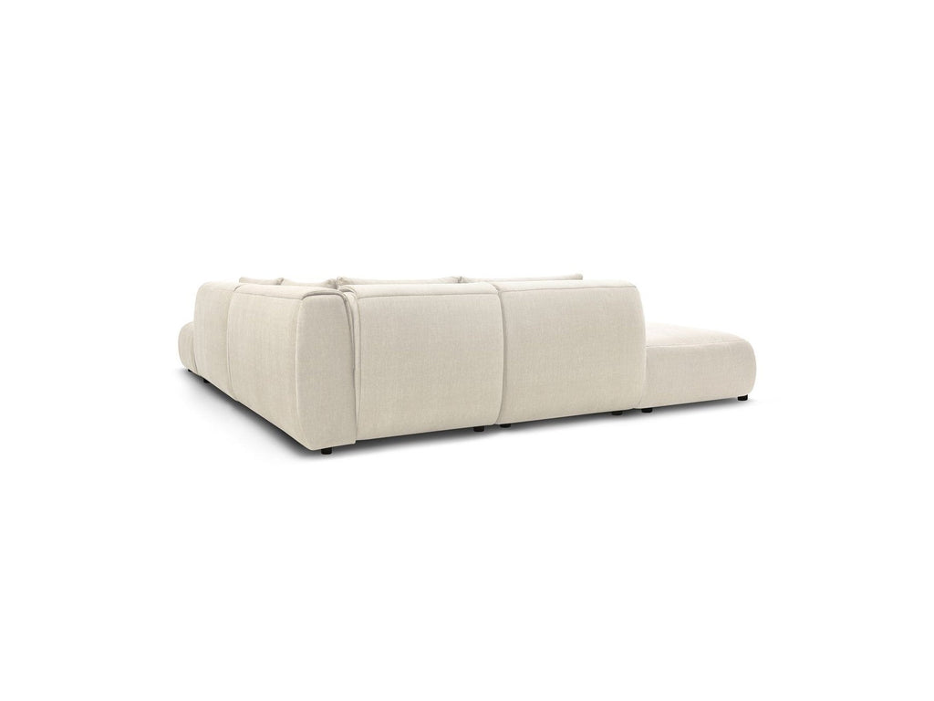 Jeanne - Fixed Modular Corner Sofa - Velvet Fabric with 2 Armless Chairs, 1 Corner Unit and 2 Pouffes