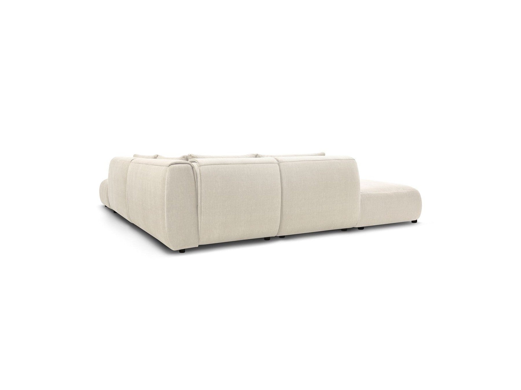 Jeanne - Fixed Modular Corner Sofa - Velvet Fabric with 2 Armless Chairs, 1 Corner Unit and 2 Pouffes
