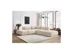 Jeanne - Fixed Modular Corner Sofa - Velvet Fabric with 2 Armless Chairs, 1 Corner Unit and 2 Pouffes