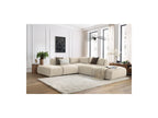 Jeanne - Fixed Modular Corner Sofa - Velvet Fabric with 2 Armless Chairs, 1 Corner Unit and 2 Pouffes
