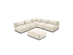 Modular Fixed Corner Sofa Jeanne Velvet Fabric with 4 Armchairs, 1 Corner and 1 Ottoman