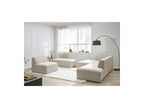 Megeve - Fixed Modular Corner Sofa - Smooth Fabric with 1 Armless Chair and 1 Pouffe - Left Corner