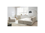 Megeve - Fixed Modular Corner Sofa - Smooth Fabric with 1 Armless Chair and 1 Pouffe - Left Corner