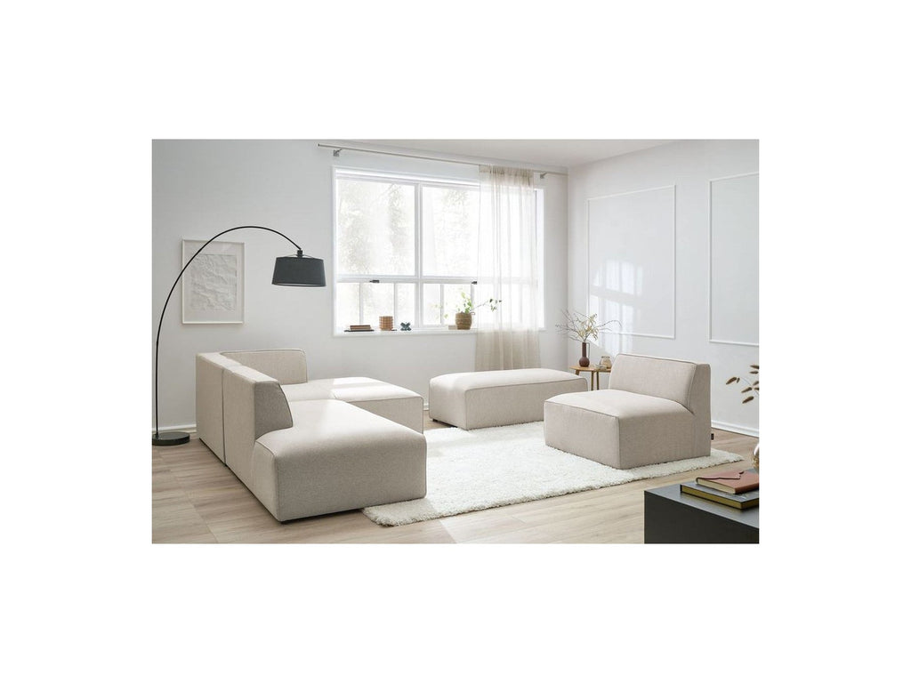 Megeve - Sofá esquinero fijo modular - Tejido liso con 1 módulo sin brazos y 1 puf - Esquina derecha