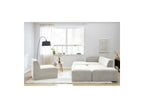 Modular Fixed Corner Sofa - Megeve - Textured Fabric - With 1 Armless Chair and 1 Pouffe - Left Corner