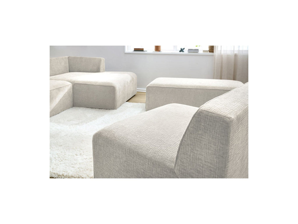 Sofá esquinero fijo modular - Megeve - Tela texturizada - Con 1 sillón y 1 puf - Esquina derecha