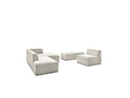 Sofá esquinero fijo modular - Megeve - Tela texturizada - Con 1 sillón y 1 puf - Esquina derecha