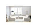 Modular Fixed Corner Sofa - Megeve - Textured Fabric - With 1 Armless Chair and 1 Pouffe - Left Corner